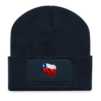 Chile Flagge Tropfende Farbfläche - Recycelte Patch Beanie - French Navy - Vorne