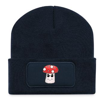 Kawaii Mushroom Toadstool Mushrooms - Recycled Patch Beanie - french navy - Front