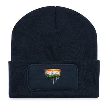 Indischer Flaggen Kunst - Recycelte Patch Beanie - French Navy - Vorne