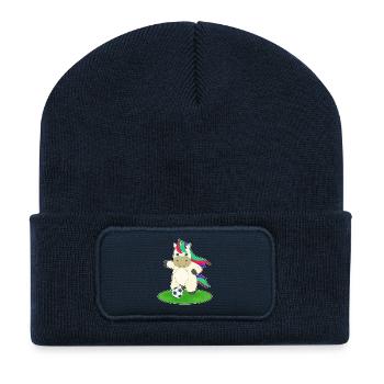 Unicorn Soccer Player Soccer Sports - Recycled Patch Beanie - french navy - Front