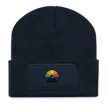 Batterie sociale faible - Beanie recyclé à patch - bleu marine - Devant