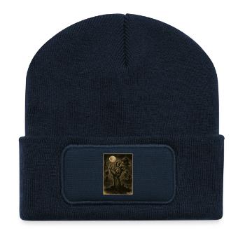Nuit au clair de lune, main de zombie sur le cimetière - Beanie recyclé à patch - bleu marine - Devant