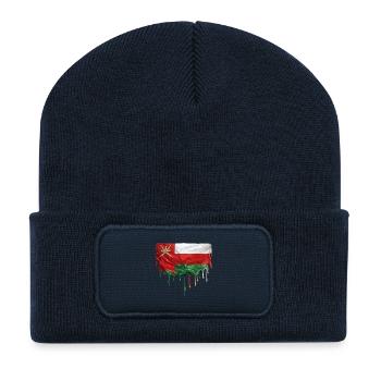 Oman Flag bunte Farbe - Recycelte Patch Beanie - French Navy - Vorne