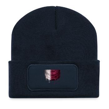 Qatar Flag in Drop Graffiti - Recycled Patch Beanie - french navy - Front