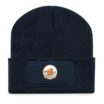 "Peace, Love & Oranges!" - Yoga  - Recycelte Patch Beanie - French Navy - Vorne