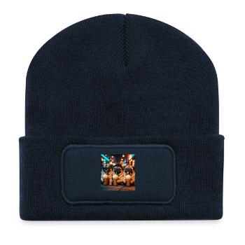 Amoureux du Carlin Drôle Amoureux du Café de Minuit - Beanie recyclé à patch - bleu marine - Devant