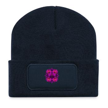 Mandala Orchidee Lila Glow - Recycelte Patch Beanie - French Navy - Vorne