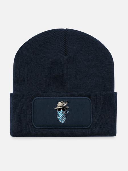 Bayrisches Trachten T-Shirt Bayern Trachtenshirt - Recycelte Patch Beanie - French Navy