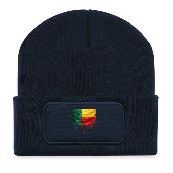 Benin Flagge im Tropfenstil - Recycelte Patch Beanie - French Navy - Vorne