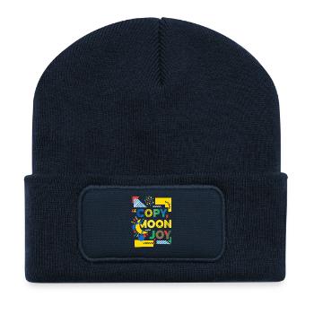 Mondfreude Pop-Art Farbexplosion - Recycelte Patch Beanie - French Navy - Vorne