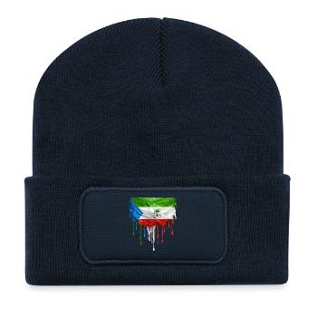 Equatorial Guinea Flagge in Tropfenkunst - Recycelte Patch Beanie - French Navy - Vorne