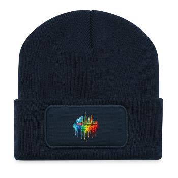 Hamburg mit farbenfroh verlaufender Farbe - Recycelte Patch Beanie - French Navy - Vorne