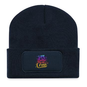 Life Is Better On Cruise Vacation Trip Cruising - Recycled Patch Beanie - french navy - Front