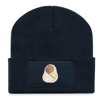 Niedliches schlafendes Capybara in Decke – Kawaii-Kunst - Recycelte Patch Beanie - French Navy - Vorne