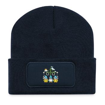 Litha Pagan: Sommersonnenwende, Mittsommer, Mittsommer, Mittsommer. - Recycelte Patch Beanie - French Navy - Vorne