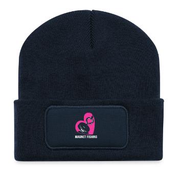 Pêche à l’aimant Pêcheur à l’aimant Pêche à l’aimant - Beanie recyclé à patch - bleu marine - Devant