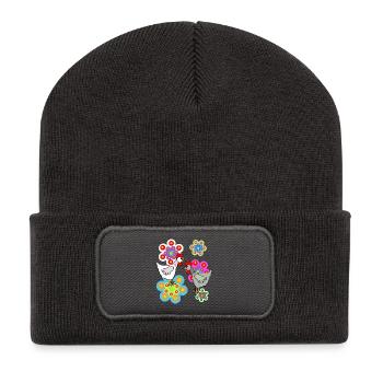 Colorful Chickens Hen Retro Hen Kids - Recycled Patch Beanie - dark grey - Front