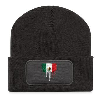 Mexican Dripping Flag - Recycled Patch Beanie - dark grey - Front