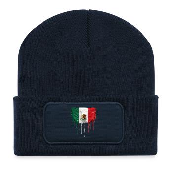 Mexikanische tropfende Flagge - Recycelte Patch Beanie - French Navy - Vorne