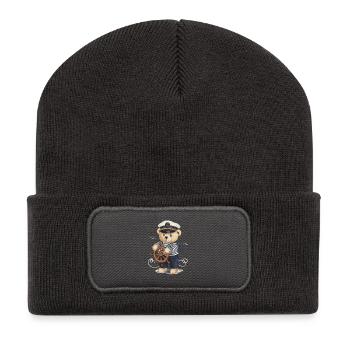 Sea Bear Teddy Bear Sailor Captain at the Wheel - Recycled Patch Beanie - dark grey - Front