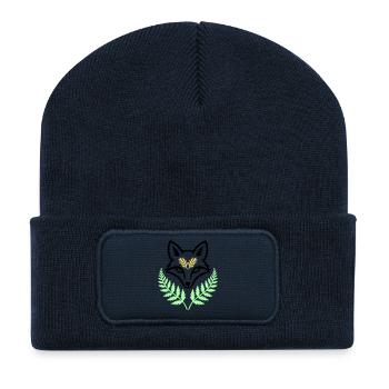 Fuchs Farn Pastell Wald Logo - Recycelte Patch Beanie - French Navy - Vorne