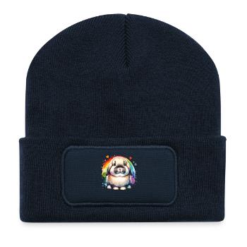 Don du Lapin Bélier Nain - Beanie recyclé à patch - bleu marine - Devant