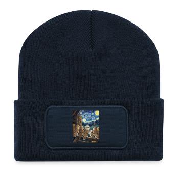 Sternennacht Schleiereule Van Gogh Kunst - Recycelte Patch Beanie - French Navy - Vorne