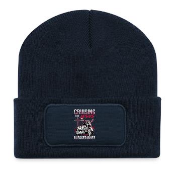 Cruising for Jesus Faithful Biker Graphic Tee - Recycelte Patch Beanie - French Navy - Vorne