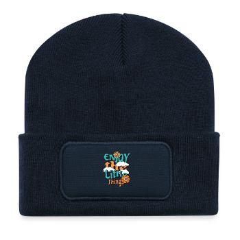 Profite des petites choses - Beanie recyclé à patch - bleu marine - Devant