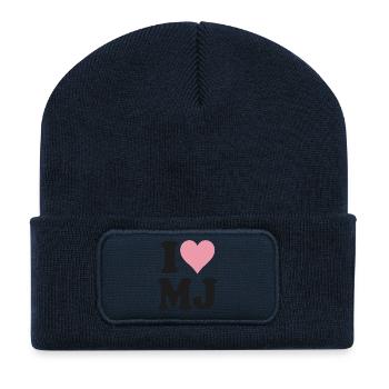 I Love Heart Minimalist Design - Recycelte Patch Beanie - French Navy - Vorne