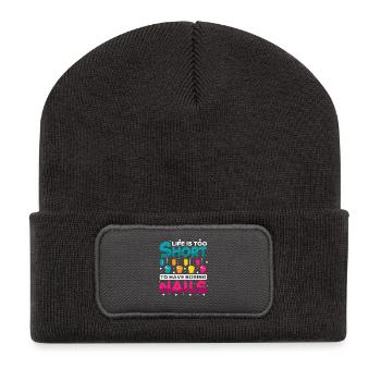 Designer de manucures Salon de manucure cosmétiques - Beanie recyclé à patch - charbon - Devant