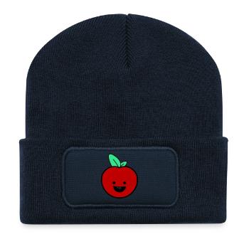 Fröhlicher Apfel  - Recycelte Patch Beanie - French Navy - Vorne