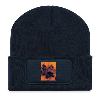 Fraktalorange Wirbelkunst - Recycelte Patch Beanie - French Navy - Vorne