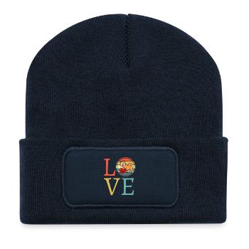 Liebeshund Retro Buntes Herz - Recycelte Patch Beanie - French Navy - Vorne