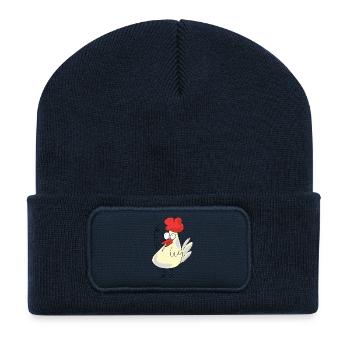 Lustiges Huhn Raucher Zigarette Hühner - Recycelte Patch Beanie - French Navy - Vorne