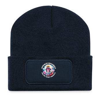 Drôles expressions macaques japonaises - Beanie recyclé à patch - bleu marine - Devant