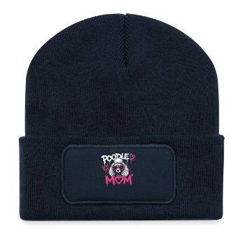 Poodle Mom Graffiti Pink - Recycled Patch Beanie - french navy - Front