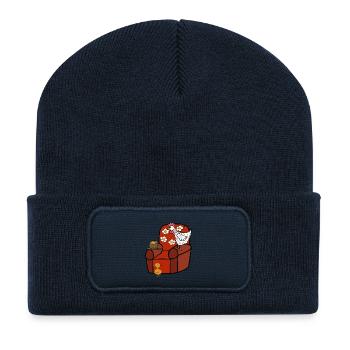 Poulets drôles après le travail - Beanie recyclé à patch - bleu marine - Devant