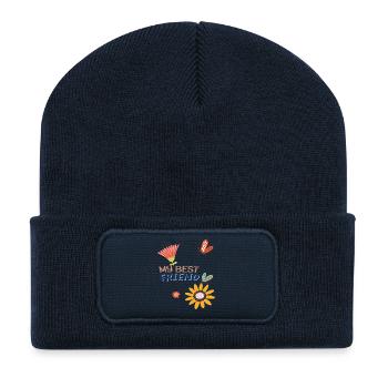 Meilleurs ami - Beanie recyclé à patch - bleu marine - Devant