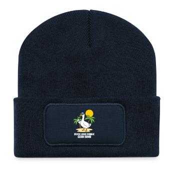 Ente und Trinken Gute Laune - Recycelte Patch Beanie - French Navy - Vorne