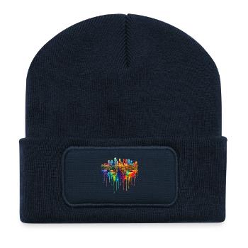 Art dégoulinant de Mesa, Arizona - Beanie recyclé à patch - bleu marine - Devant