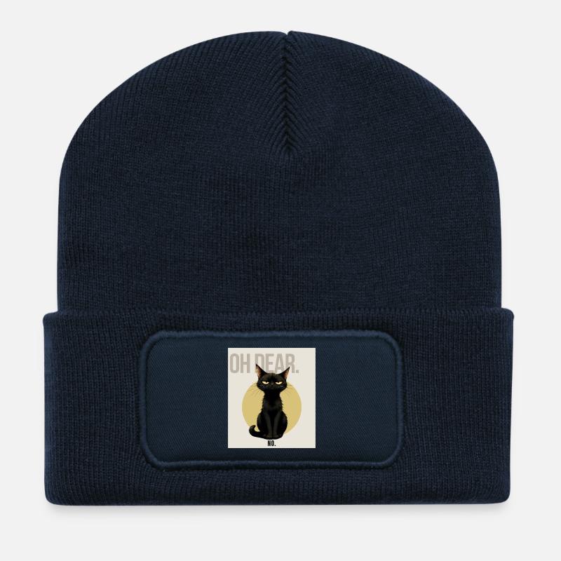 Oh Dear. – Sarcastic Black Cat Design - Recycelte Patch Beanie - French Navy