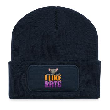Rat, house rat, rat owner, rat lover - Recycled Patch Beanie - french navy - Front