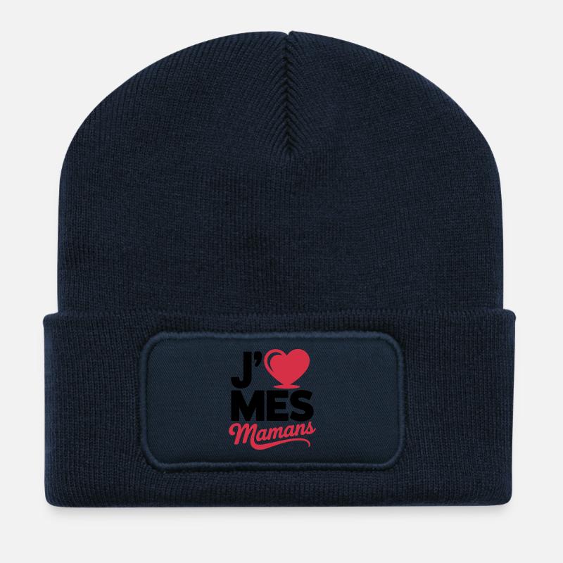 Aime_mes_mamans - Beanie recyclé à patch - bleu marine