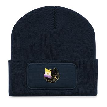 Nonbinäre Katze Celestial Heart LGBT Pride Flagge - Recycelte Patch Beanie - French Navy - Vorne