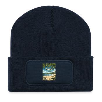 Costa Rica Tropischer Strand Paradies - Recycelte Patch Beanie - French Navy - Vorne
