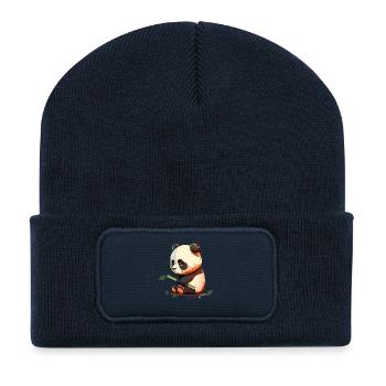 Sad Panda with Bamboo Sad Panda - Recycled Patch Beanie - french navy - Front