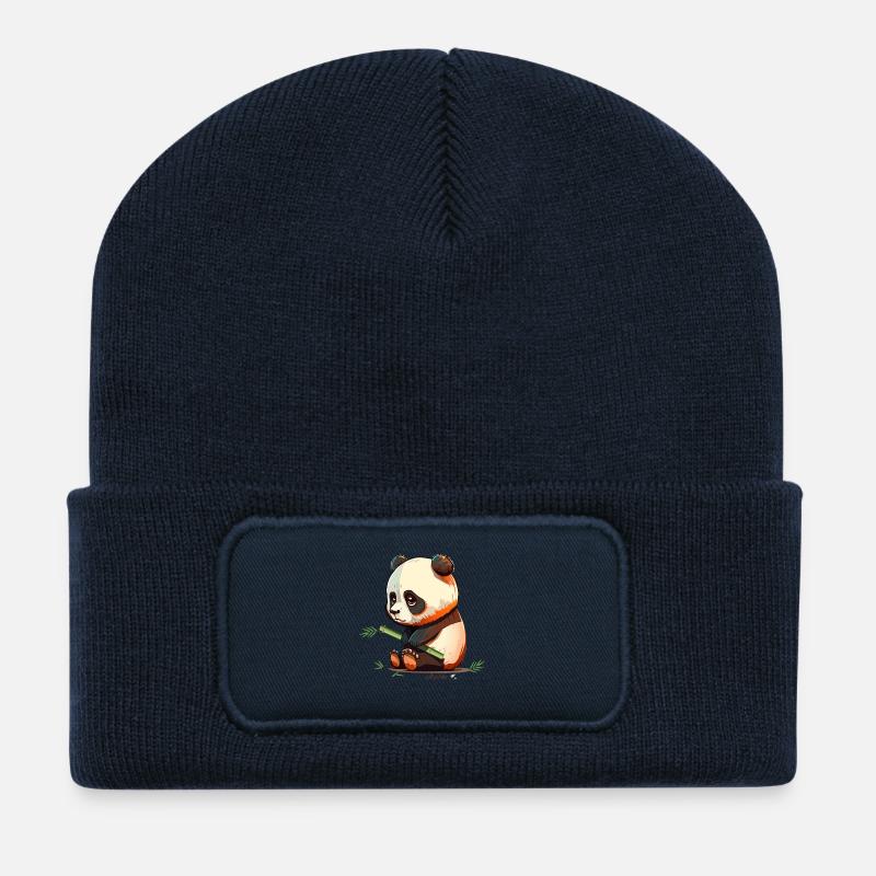 Trauriger Panda mit Bambus Sad Panda - Recycelte Patch Beanie - French Navy