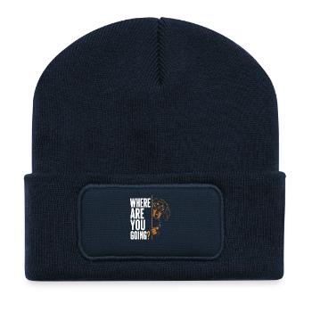 Where Are You Going? Hundeblick - Recycelte Patch Beanie - French Navy - Vorne