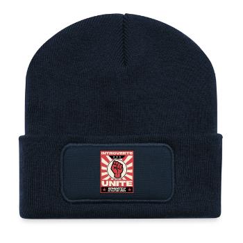 Les introvertis s’unissent - Beanie recyclé à patch - bleu marine - Devant